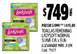 Supermercados Yaguar Ladysoft toallas femeninas normal suave c/a oferta