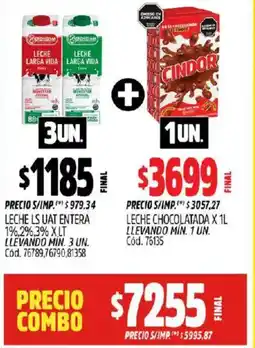 Supermercados Yaguar Leche ls uat entera + leche chocolatada oferta
