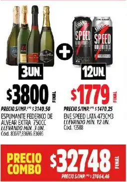 Supermercados Yaguar Espumante federico de alvear extra + ene speed lata oferta