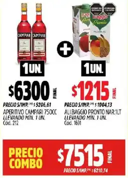 Supermercados Yaguar Aperitivo campari + alibaggio pronto nar oferta