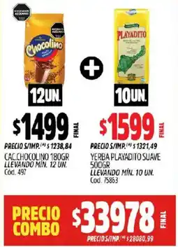 Supermercados Yaguar Cac.chocolino + yerba playadito suave oferta