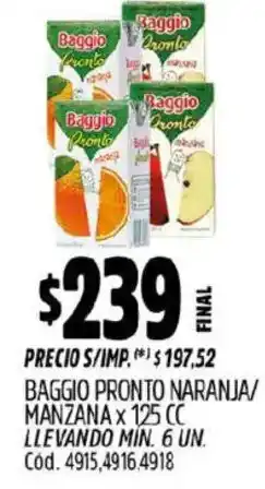 Supermercados Yaguar Baggio pronto naranja/ manzana oferta