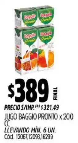 Supermercados Yaguar Baggio pronto jugo oferta