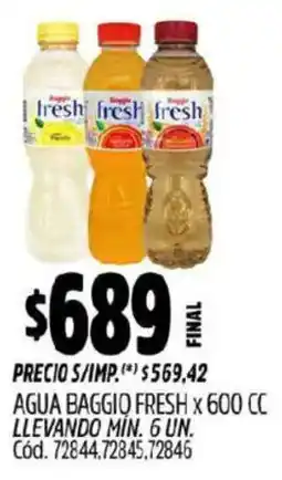 Supermercados Yaguar Baggio agua fresh oferta