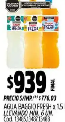 Supermercados Yaguar Baggio fresh agua oferta
