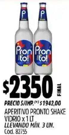 Supermercados Yaguar Pronto aperitivo shake vidrio oferta