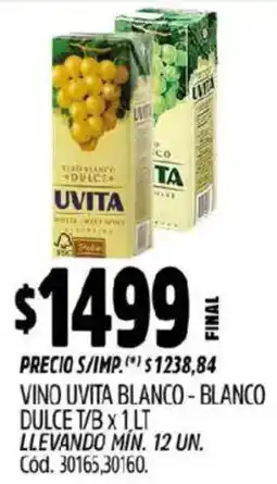 Supermercados Yaguar Uvita vino blanco - blanco dulce t/b oferta