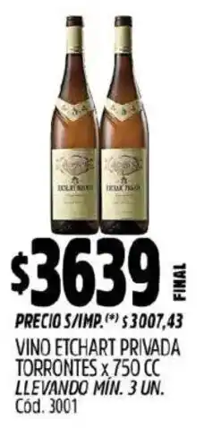 Supermercados Yaguar Etchart vino privada torrontes oferta