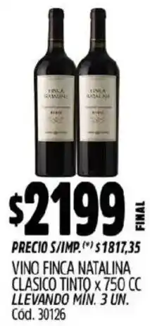 Supermercados Yaguar Finca natalina vino clasico tinto oferta
