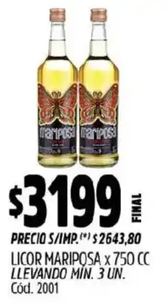 Supermercados Yaguar Mariposa licor oferta