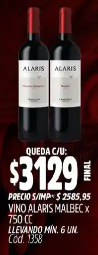 Supermercados Yaguar Alaris vino malbec oferta