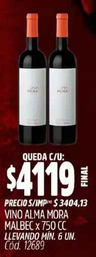 Supermercados Yaguar Alma mora vino malbec oferta