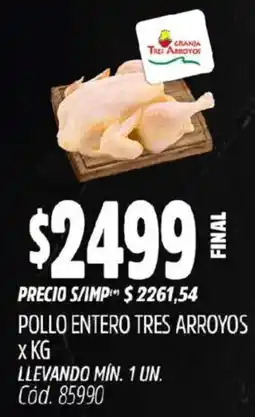 Supermercados Yaguar Pollo entero tres arroyos oferta