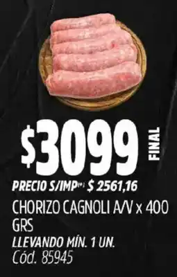 Supermercados Yaguar Chorizo cagnoli a/v oferta