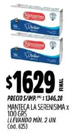 Supermercados Yaguar La serenisima manteca oferta