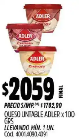 Supermercados Yaguar Adler queso untable oferta