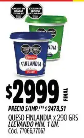 Supermercados Yaguar Finlandia queso oferta