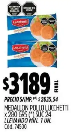 Supermercados Yaguar Lucchetti medallon pollo oferta