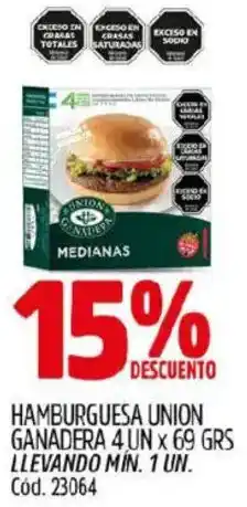 Supermercados Yaguar Union hamburguesa ganadera oferta