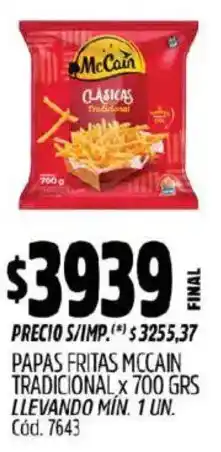 Supermercados Yaguar Mccain papas fritas tradicional oferta