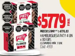 Supermercados Yaguar Paty hamburguesa oferta