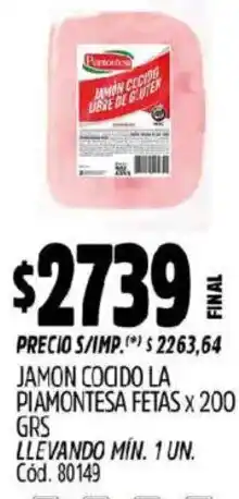 Supermercados Yaguar La piamontesa jamon cocido fetas oferta