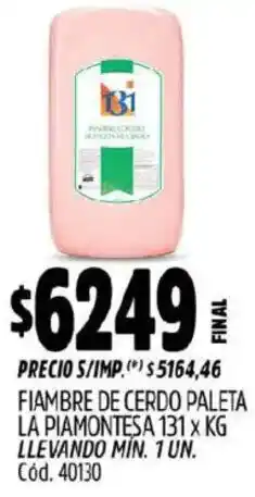 Supermercados Yaguar 131 fiambre de cerdo paleta la piamontesa oferta