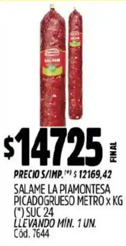 Supermercados Yaguar La piamontesa salame picadogrueso metro oferta