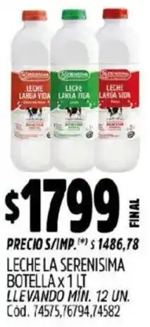 Supermercados Yaguar La serenisima leche botella oferta