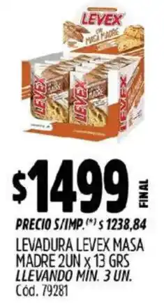 Supermercados Yaguar Levex levadura masa madre oferta