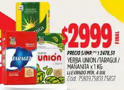 Supermercados Yaguar Union/taragui/ mananita yerba oferta
