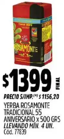 Supermercados Yaguar Rosamonte yerba tradicional 55 aniversario oferta