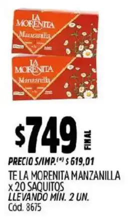 Supermercados Yaguar La morenita té manzanilla oferta
