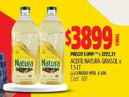 Supermercados Yaguar Natura aceite girasol oferta
