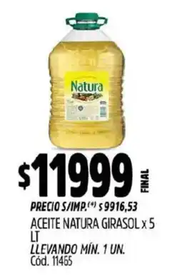 Supermercados Yaguar Natura aceite girasol oferta