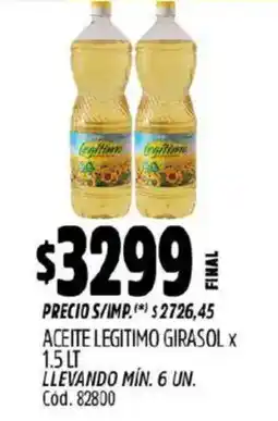 Supermercados Yaguar Legitimo aceite girasol oferta
