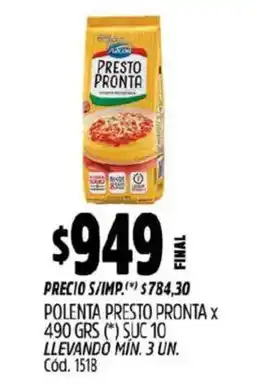 Supermercados Yaguar Presto Pronta polenta oferta