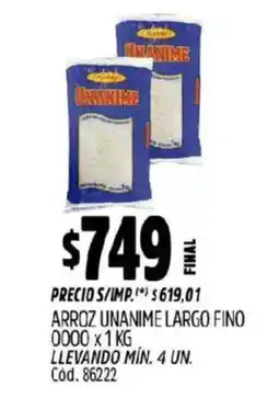 Supermercados Yaguar Unanime arroz largo fino 0000 oferta