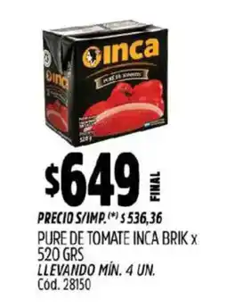Supermercados Yaguar Inca pure de tomate oferta