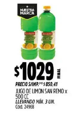 Supermercados Yaguar San Remo jugo de limon oferta
