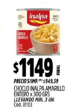 Supermercados Yaguar Inalpa choclo amarillo entero oferta