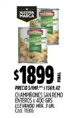 Supermercados Yaguar San Remo champiñones fibres oferta