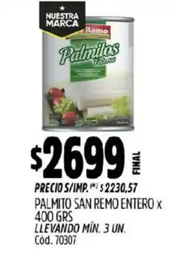 Supermercados Yaguar San Remo palmito entero oferta