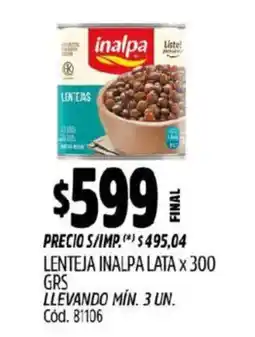 Supermercados Yaguar Inalpa lenteja oferta