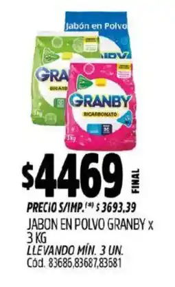 Supermercados Yaguar Granby jabon en polvo oferta