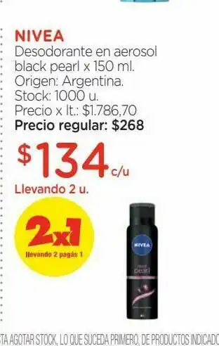 Farmacity Nivea desodorante nivea black pearl aerosol x 150 ml oferta