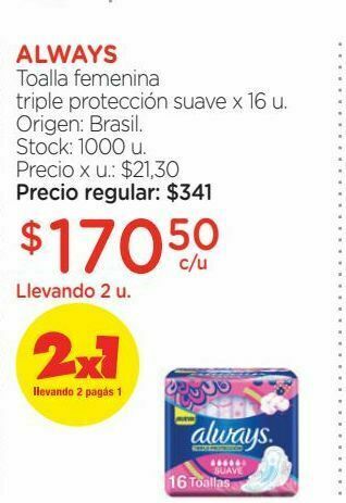 Farmacity Toallas femeninas always triple protección suave x 16 un oferta