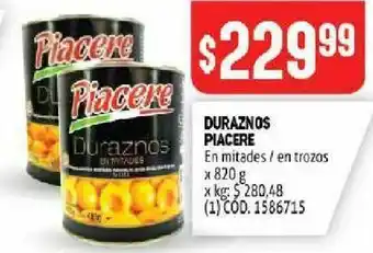 Makro Duraznos en almíbar piacere oferta