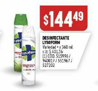 Makro Desinfectante lysoform oferta