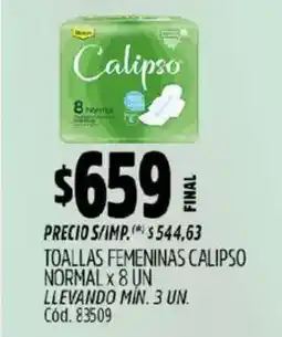 Supermercados Yaguar Calipso normal toallas femeninas oferta